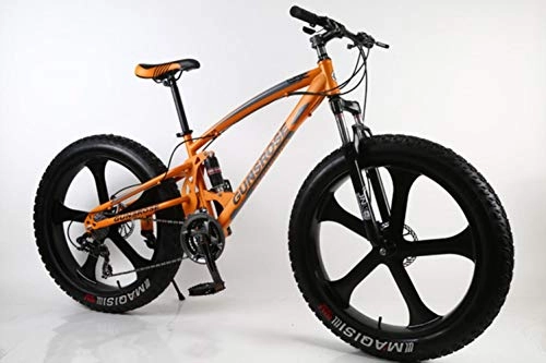 Bicicletas de montaña Fat Tires : WYN   Fat Tire Bicicleta de montaña Bicicleta de Acero con Alto Contenido de Carbono Bicicleta de Nieve para Playa, 26 Pulgadas Amarillo, 7 velocidades