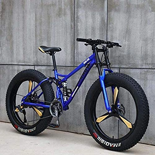 Bicicletas de montaña Fat Tires : Y&XF Bicicleta De Montaa para Hombres Y Mujeres, Cuadro De Acero De Alto Carbono, Freno De Disco Mecnico, Ruedas De Aleacin De Aluminio De 26 Pulgadas, Azul
