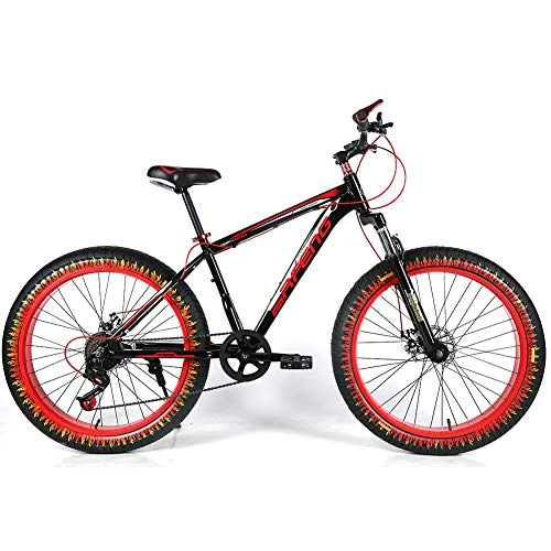 Bicicletas de montaña Fat Tires : YOUSR Bicicleta de montaña Horquilla suspensin Bicicletas de montaña para jvenes 27.5 Pulgadas Bicicleta para Hombre y Bicicleta para Mujer Black Red 26 Inch 24 Speed