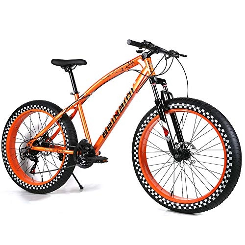 Bicicletas de montaña Fat Tires : YOUSR Bicicletas de montaña Fat Bike Bicicletas de montaña Freno de Disco Unisex Orange 26 Inch 21 Speed