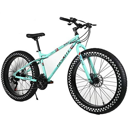 Bicicletas de montaña Fat Tires : YOUSR Fat Tire Full Suspension MTB Hardtail Shimano 21 Speed Shift Bicicleta para Hombre y Bicicleta para Mujer Blue 26 Inch 27 Speed