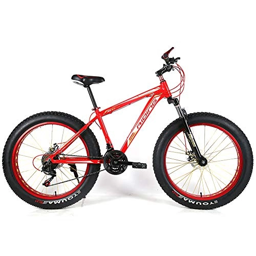 Bicicletas de montaña Fat Tires : YOUSR Mountain Bikes - Bicicleta para Hombre con Cuadro de 21"27 / 30Speed Unisex's Red 26 Inch 27 Speed