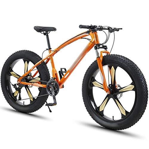 Bicicletas de montaña Fat Tires : YXFYXF Bicicletas de montaña al Aire Libre de Doble suspensión, Hombres Adultos y Mujeres Variable Bicicletas, 4.0 neumáticos súper Anchos, Cinco-k (Color : Orange, Size : 30-Speed)