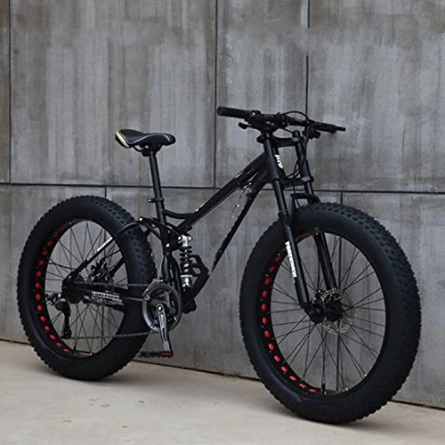 Bicicletas de montaña Fat Tires : YXGLL 26 * 4 Bicicleta de neumáticos Grandes / Marco Softail de Acero Cuesta Abajo Bicicleta de Playa de Moda Bicicleta de Nieve (Black 7 Speed)