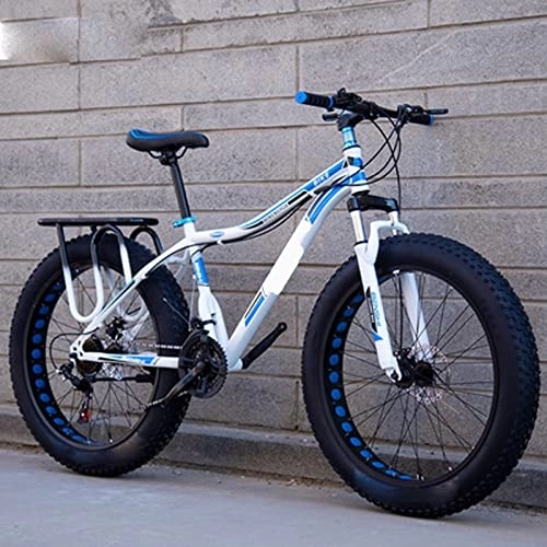 Bicicletas de montaña Fat Tires : YXGLL Bicicleta de montaña de 26 Pulgadas, 4, 0 de Ancho y Grueso, Velocidad Variable, absorción de Impactos, Bicicleta de Nieve, Playa, Todoterreno, Coche Doble (White 24)