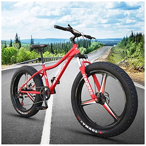 Bicicletas de montaña Fat Tires : YXYLD Fat Tire Mountain Bike, Marco de Acero de Alto Carbono, Suspensin de Cola Dura, Freno de Disco mecnico Bicicleta de montaña, para Adolescentes de Hombres y Mujeres Adultos