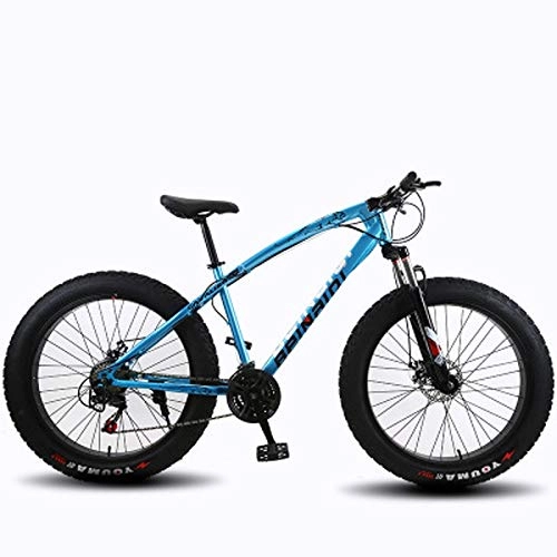 Bicicletas de montaña Fat Tires : ZWR – Bicicleta de montaña para hombre, 24 / 26", rígida, marco de acero de alta resistencia, freno de doble disco, bicicleta para adultos, color azul, tamaño 24inches 24 speed