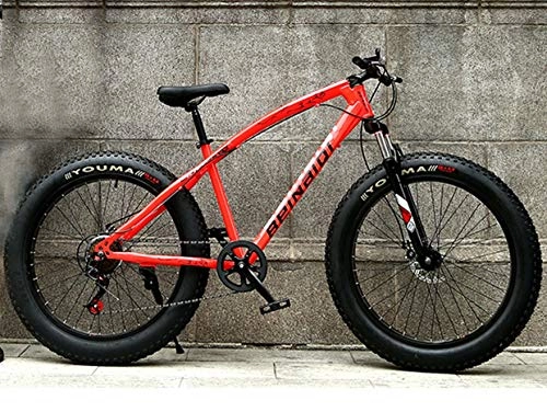 Bicicletas de montaña Fat Tires : ZWR – Bicicleta de montaña para hombre, 24 / 26", rígida, marco de acero de alta resistencia, freno de doble disco, bicicleta para adultos, color rojo, tamaño 24inches 24 speed
