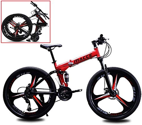 Bicicletas de montaña plegables : 26 Pulgadas Bikes Bicicleta Montaña, Velocidad 21 Plegable de Aluminio Doble Freno Disco, para Hombres, Montar al Aire Libre, Unisex Adulto / Red