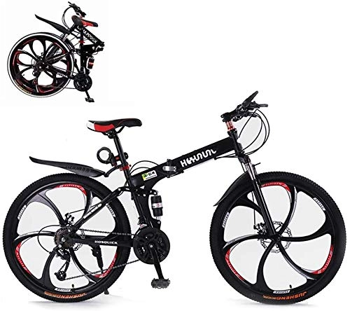 Bicicletas de montaña plegables : Adulto Bicicleta de Montaña, Deportes Plegables / Bicicleta de Montaña, Bicicletas Doble Freno de Disco, 24 Pulgadas de Aluminio Ruedas de aleación, 24 Speed