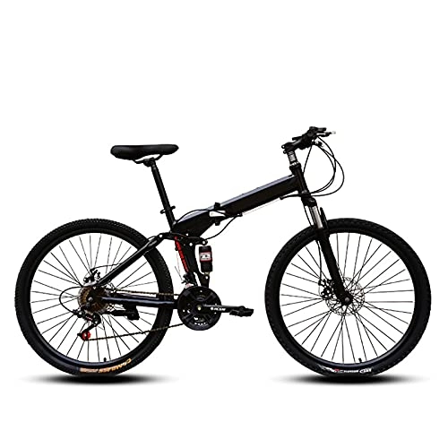 Bicicletas de montaña plegables : ASPZQ Bicicleta Plegable De Bicicleta De Montaña, 26 Pulgadas De 24 Pulgadas Velocidad Variable Doble Amortiguador Bicicleta para Hombres Mujeres-Estudiantes Y Viajeros Urbanos, Negro, 27 Inches