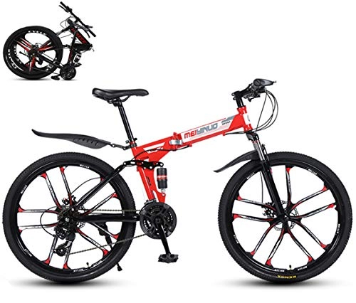 Bicicletas de montaña plegables : Bicicleta de Carretera Unisex Adulto, Bicicleta De Montaña Plegable 21 Velocidades Bicicleta Doble Disco Frenos Doble AbsorcióN De Impactos Montar Al Aire Libre / Red