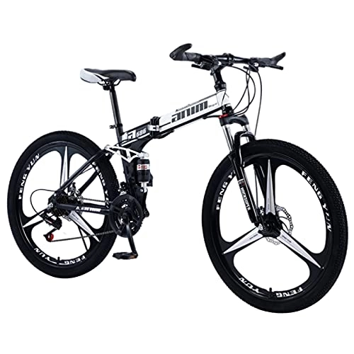 Bicicletas de montaña plegables : Bicicleta de montaña, Bicicleta De Montaña Bicicleta Plegable 26 Pulgadas Dual Disco Freno Antideslizante Bicicleta De Neumáticos Resistente Al Desgaste 21 / 24 / 27 / 30 Bicicle(Size:21 speed , Color:Black)