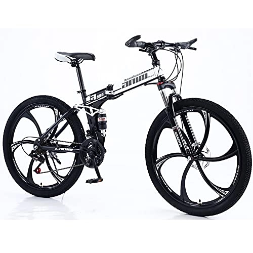 Bicicletas de montaña plegables : Bicicleta de montaña Bicicleta Plegable Acero Alto Carbono 21 Velocidades / 24 Velocidades / 27 Velocidades / 30 Velocidades Rueda Bicicleta Plegable de Doble suspensión D, 21 Speed