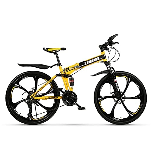 Bicicletas de montaña plegables : Bicicleta de montaña, Bicicleta Plegable De La Bicicleta De Montaña, 26 Pulgadas Estudiante Bicicleta Antideslizante Antideslizante Resistente Al Desgaste Engrosado En El (Size:21 speed , Color:Yellow)