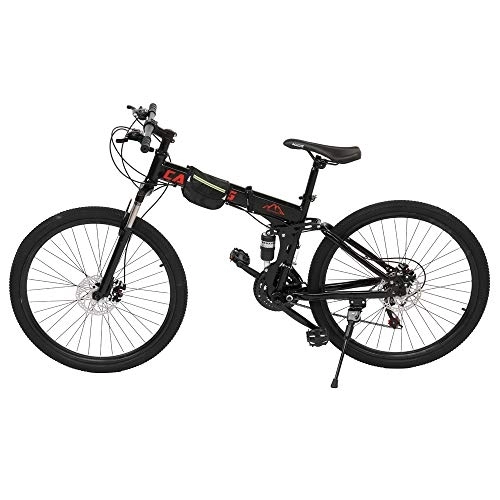 Bicicletas de montaña plegables : Bicicleta de montaña con marco de acero, 26 pulgadas, 21 velocidades, doble freno de disco, bicicleta de montaña plegable
