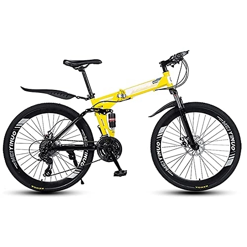 Bicicletas de montaña plegables : Bicicleta de montaña de 26 pulgadas con efecto de bicicleta de acero al carbono para niños, niñas, hombres y mujeres - Shimano 21 Speed Gear