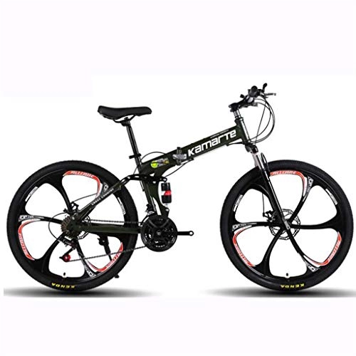 Bicicletas de montaña plegables : Bicicleta de montaña Mountainbike Barranco plegable bicicleta de doble suspensión de 24 pulgadas de doble freno de disco completo de bicicleta de montaña, 21 24 27 velocidades marco de acero al carbon