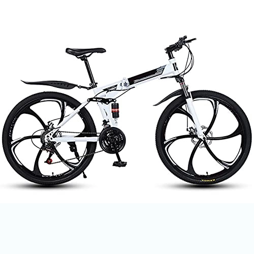 Bicicletas de montaña plegables : Bicicleta de montaña para adultos, acero de alto carbono, 26 pulgadas, 24 velocidades, rueda de radios de bicicleta de montaña, freno de disco doble, bicicleta de montaña plegable
