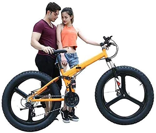 Bicicletas de montaña plegables : Bicicleta de montaña plegable de 24 pulgadas con ruedas 4.0 super anchas de gran tamaño, freno de disco doble para adulto, velocidad variable BXM, tamaño 24 speed