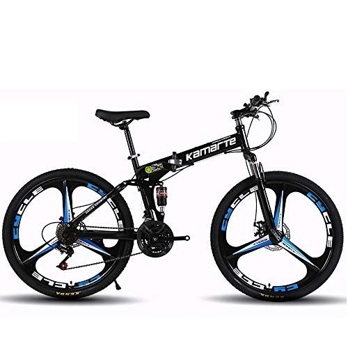 Bicicletas de montaña plegables : Bicicleta De Montaña Plegable De Acero Al Carbono Doble Freno De Disco De Velocidad Variable Estudiante Adulto Bicicleta De Montaña, B, 24 Inch 27 Speed