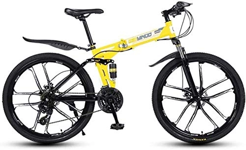 Bicicletas de montaña plegables : Bicicleta de montaña plegable de velocidad variable de 26 pulgadas, marco de acero de alto carbono para bicicletas de freno de disco dual, bicicleta BXM