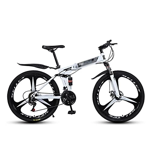 Bicicletas de montaña plegables : Bicicleta Montaña 26 Pulgadas De Bicicleta De Montaña 21 Velocidad De Acero Al Carbono Con La Bifurcación De La Bifurcación De La Suspensión Mtb Para Los Hombres De Las (Size:24 Speed, Color:blanco)