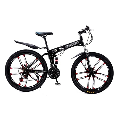 Bicicletas de montaña plegables : Bicicleta Montaña Ruedas Para La Bicicleta De Montaña Adulta De 26 Pulgadas Para La Velocidad Del Acero De Carbono De Las Mujeres Para Hombre 21 Velocidad Con El Freno De Doble Disco(Color:Black)