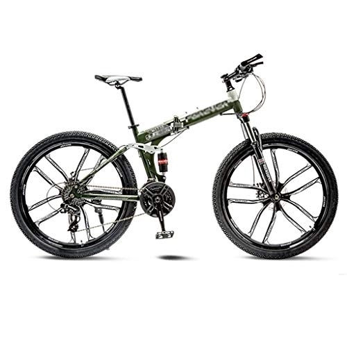 Bicicletas de montaña plegables : Bicicleta para joven Bicicletas De carretera Camino de la montaña de la bicicleta plegable de los hombres de MTB 21 Velocidad 24 / 26 pulgadas ruedas for mujeres adultas ( Color : Green , Size : 26in )
