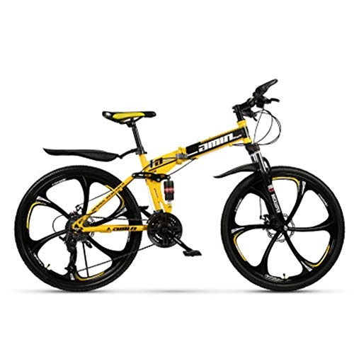 Bicicletas de montaña plegables : Bicicleta plegable de 26 pulgadas para Unisex portátil para viajeros de bicicleta de regalo de coche al aire libre de estilo libre, Amarillo, 24 speed
