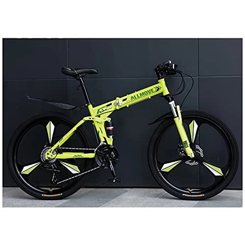 Bicicletas de montaña plegables : Bicicleta Plegable para Adultos, 24 26 pulgadas Bike Sport Adventure - Bicicleta para joven, mujer Mountain Bike, 21 24 27 30 velocidades Hombre / Green / 21 / 26inches