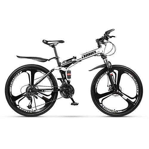 Bicicletas de montaña plegables : Bicicletas de montaña plegables para adultos, bicicleta de adulto, 24 pulgadas, 3 / 6 / 10, rueda de corte MTB, color blanco, tamao 30-stage shift