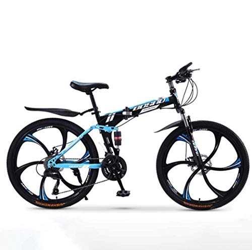 Bicicletas de montaña plegables : Bicicletas plegables de bicicleta de montaña, freno de doble disco de 21 velocidades, suspensión completa antideslizante, bicicletas de carreras de velocidad variable todoterreno para hombres y mujer