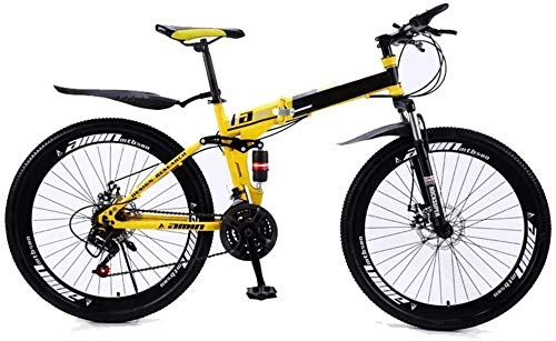 Bicicletas de montaña plegables : BUK Bicicleta Montaña, para Mujer Plegable Bicicleta de MTB de 24 / 26 Pulgadas con 10 Amarillas 3
