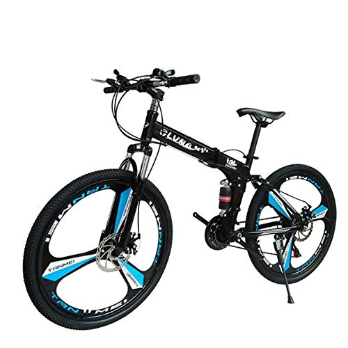 Bicicletas de montaña plegables : Dapang Bicicleta de montaña Marco de Acero de 27 velocidades 26 Pulgadas Ruedas de 3 Rayos Doble suspensión Bicicleta Plegable Negro Blanco, 8, 21speed