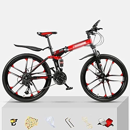 Bicicletas de montaña plegables : De múltiples fines 26 ruedas Bike Bike Daul Disc Disc frenos 21 / 24 / 27 Speed ​​Bicycle Front Suspension MTB Adecuado for hombres y mujeres entusiastas de ciclismo. ( Color : Red , Size : 21 Speed )
