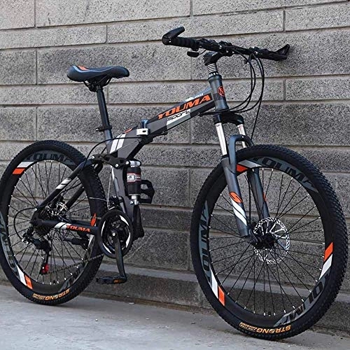 Bicicletas de montaña plegables : DYB Bicicleta de montaña Ligera, portátil Plegable Marco de Acero de Alto Carbono de 26"Freno de Disco de Doble Choque Bicicleta Bicicleta de 24 velocidades Suspensión Completa Bicicleta para Adulto
