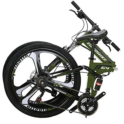 Bicicletas de montaña plegables : Eurobike Bicicleta de montaña plegable de 26 pulgadas para hombres y mujeres bicicletas de adultos 3 radios bicicleta (verde)