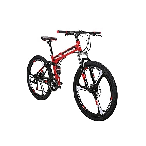 Bicicletas de montaña plegables : Eurobike G4 26 "bicicletas plegables Mag rueda bicicletas de montaña para adultos rojo