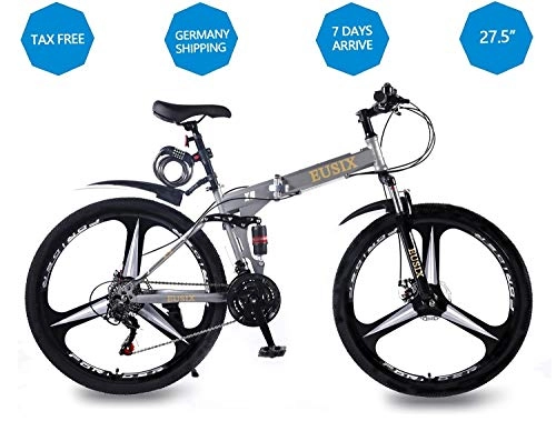 Bicicletas de montaña plegables : EUSIX X9 Bicicletas De Montaa 24 Velocidades Bicicleta Hombre 27.5 Pulgadas Bicicleta Plegable Cuadro De Acero De Alto Carbono Bicicleta Doble Freno Disco