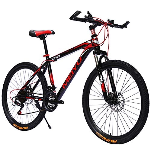 Bicicletas de montaña plegables : FXMJ Bicicleta de montaña de 26 Pulgadas Bicicleta de Freno de Doble Disco de 21 velocidades para Bicicleta de Carretera de Velocidad Variable para Estudiantes Masculinos y Femeninos, Rojo