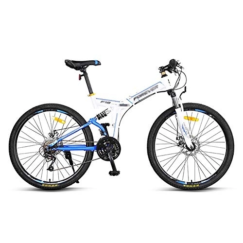 Bicicletas de montaña plegables : GAOTTINGSD Bicicleta de montaña Plegable de MTB 24 Velocidad 26 Pulgadas Bicicletas de montaña Camino de la Bicicleta de la Bici de los Hombres de Ruedas for Mujeres Adultas (Color : Blue)