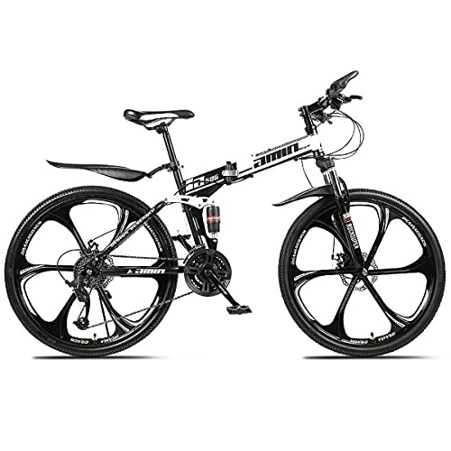 Bicicletas de montaña plegables : GGXX Bicicleta De MontañA De SuspensióN Completa De 26 Pulgadas 21 / 24 / 27 / 30 Velocidad Doble Amortiguador Una Rueda Plegable De Acero De Alto Carbono Bicicleta De Freno De Doble Disco