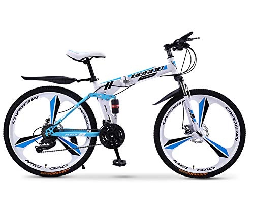 Bicicletas de montaña plegables : GPAN 24 / 26 Pulgada Bicicleta de montaña Plegable, 24 velocidades, Adultos Unisex, Doble Freno Disco, Doble suspensin, Blue, 26