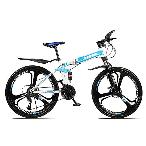 Bicicletas de montaña plegables : Grimk Bicicleta Btt 26" Mountain Bike Plegable Unisex Adulto Aluminio Urban Bici Ligera Estudiante Folding City Bike, sillin Confort Ajustables, Capacidad 120kg, Doble Freno Disco, Blue, 27speed