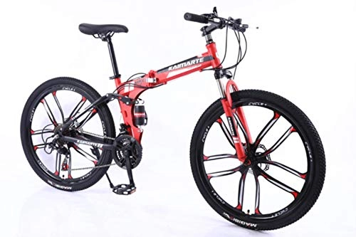 Bicicletas de montaña plegables : GuiSoHn - Bicicleta de montaña de acero de 24 pulgadas, desplegable, 21 velocidades, doble disco, color GuiSoHn-5498446426, tamaño talla única