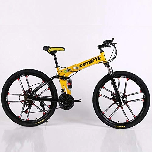 Bicicletas de montaña plegables : GuiSoHn - Bicicleta de montaña plegable de 26 pulgadas, 21 velocidades, freno de dos discos, bicicleta de montaña plegable, para adultos, color GuiSoHn-5498446363, tamaño talla única