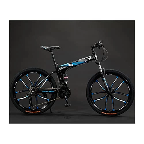 Bicicletas de montaña plegables : GWL Bicicleta Plegable para Adultos, 24 26 Pulgadas Adecuada, Bicicleta de montaña prémium para niños, niñas, Hombres y Mujeres / Blue / 26inch