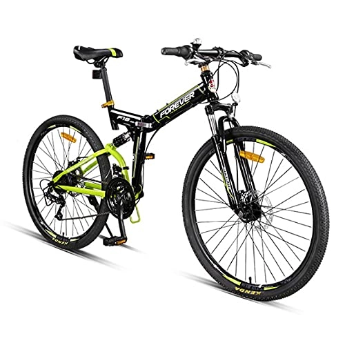 Bicicletas de montaña plegables : GWL Bicicleta Plegable para Adultos, 26 Pulgadas Adecuada para 170-185cm, Bicicleta de montaña prémium para niños, niñas, Hombres y Mujeres / Amarillo