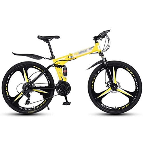 Bicicletas de montaña plegables : HSRG – Bicicleta de montaña plegable, 26 pulgadas, antideslizante MTB bicicleta al aire libre con 3 ruedas de corte, 21 / 24 / 27 Speed Bicycle Damping Bicycle para hombres y mujeres